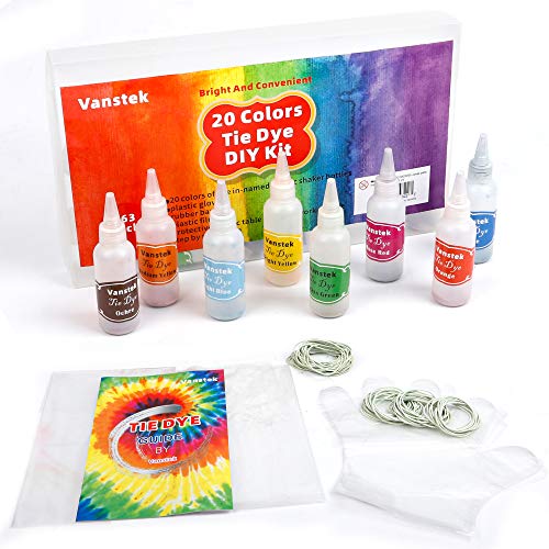 Vanstek Tie Dye DIY Kit, 20 Colors Tie Fabric Dye for Women, Kids,...
