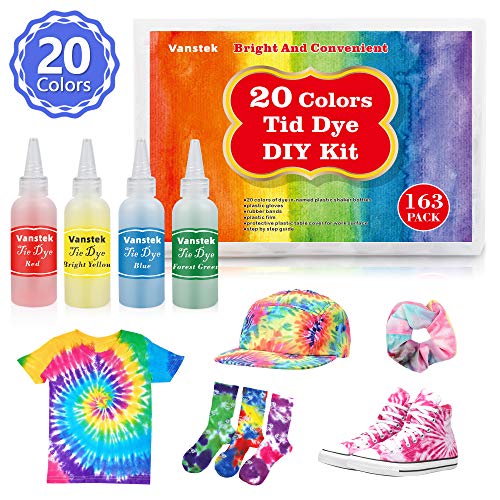 Vanstek Tie Dye DIY Kit, 20 Colors Tie Fabric Dye for Women, Kids,...