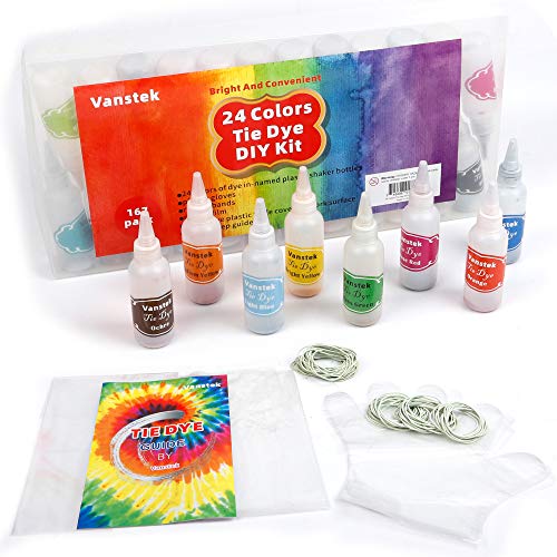 Vanstek Tie Dye DIY Kit, 24 Colors Tie Dye Shirt Fabric Dye for Wo...