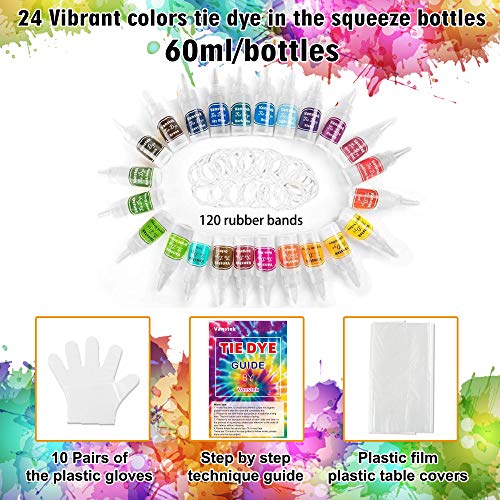 Vanstek Tie Dye DIY Kit, 24 Colors Tie Dye Shirt Fabric Dye for Wo...
