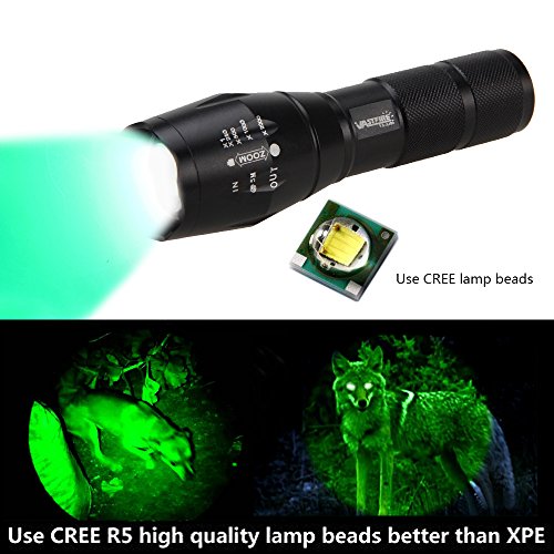 VASTFIRE 350 Yard Green Hunting light Zoomable Flashlight Hog Pred...