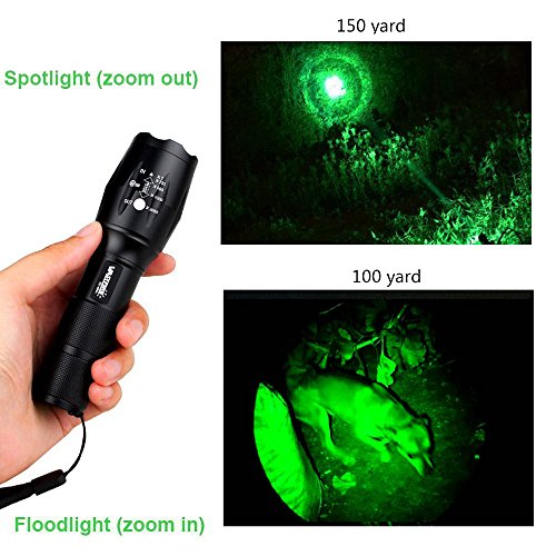 VASTFIRE 350 Yard Green Hunting light Zoomable Flashlight Hog Pred...