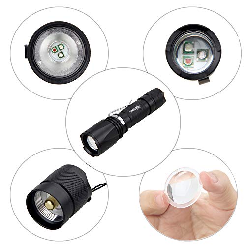 VASTFIRE Zoomable Green/Red/UV Hunting Flashlight Deer Blood Track...