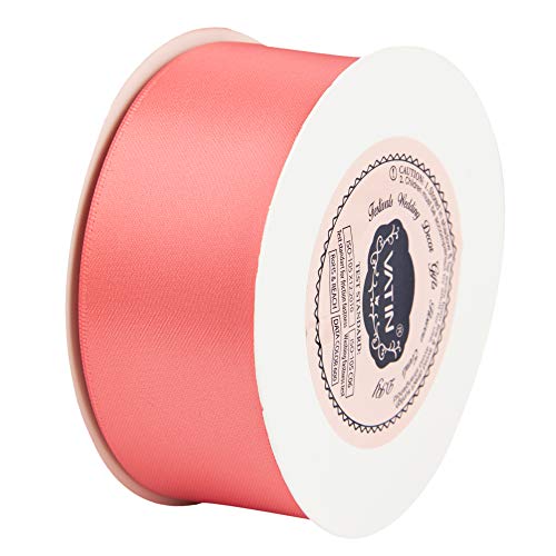 VATIN 1-1/2 inches Wide Double Faced Polyester Light Coral Satin R...