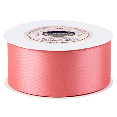 VATIN 1-1/2 inches Wide Double Faced Polyester Light Coral Satin R...