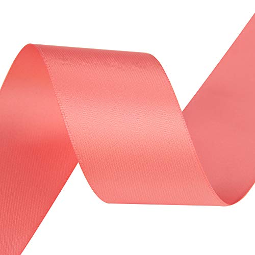 VATIN 1-1/2 inches Wide Double Faced Polyester Light Coral Satin R...