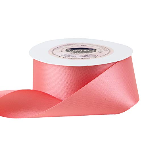 VATIN 1-1/2 inches Wide Double Faced Polyester Light Coral Satin R...