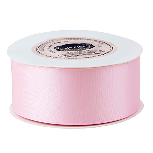 VATIN 1-1/2 Wide Double Faced Polyester Pearl Pink Satin Ribbon C...
