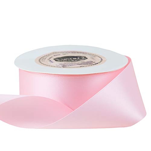 VATIN 1-1/2 Wide Double Faced Polyester Pearl Pink Satin Ribbon C...