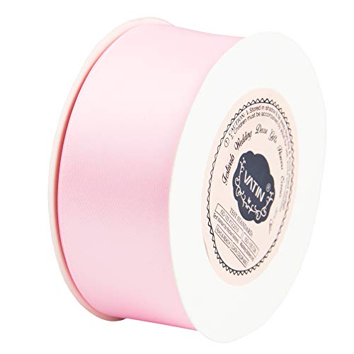 VATIN 1-1/2 Wide Double Faced Polyester Pearl Pink Satin Ribbon C...