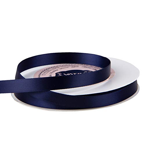 VATIN 3/8 inches Double Faced Navy Blue Polyester Satin Ribbon - 5...