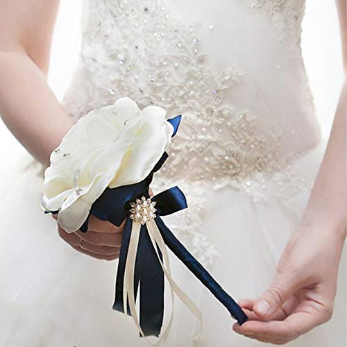 VATIN 3/8 inches Double Faced Navy Blue Polyester Satin Ribbon - 5...