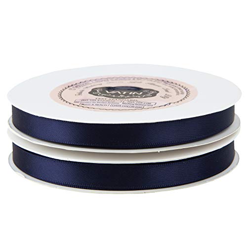 VATIN 3/8 inches Double Faced Navy Blue Polyester Satin Ribbon - 5...