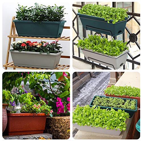 3 Packs Window Box Planter, 14 inches Plastic Flower Vegetable Pla...