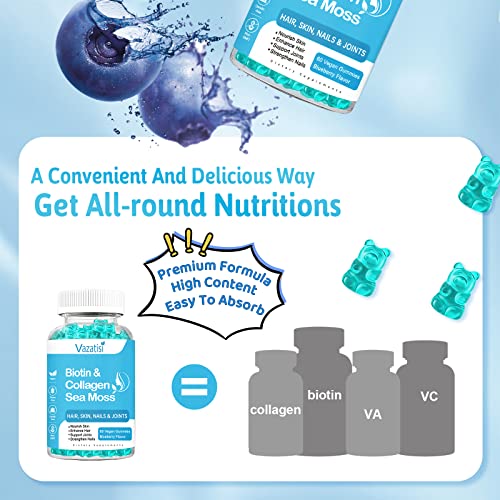 Biotin Gummies 15000mcg with Collagen, Sea Moss, Chlorophyll & Ker...