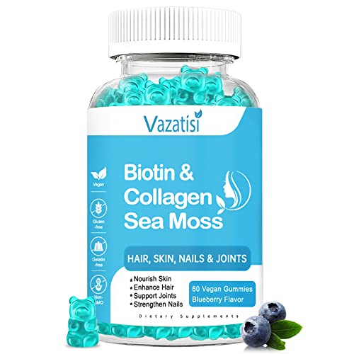 Biotin Gummies 15000mcg with Collagen, Sea Moss, Chlorophyll & Ker...