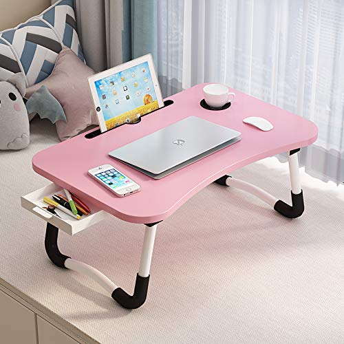 Lap Desk with Storage Drawer, Phone and Cup Holder, Laptop Bed Tra...