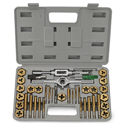 J&R Quality Tools 40-Piece Titanium Coated Tap & Hexagon Die Set -...