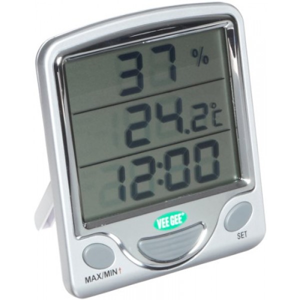 Vee Gee Scientific VeeGee Maximum and Minimum Digital Dual-Scale Thermometer, with Hygrometer and C