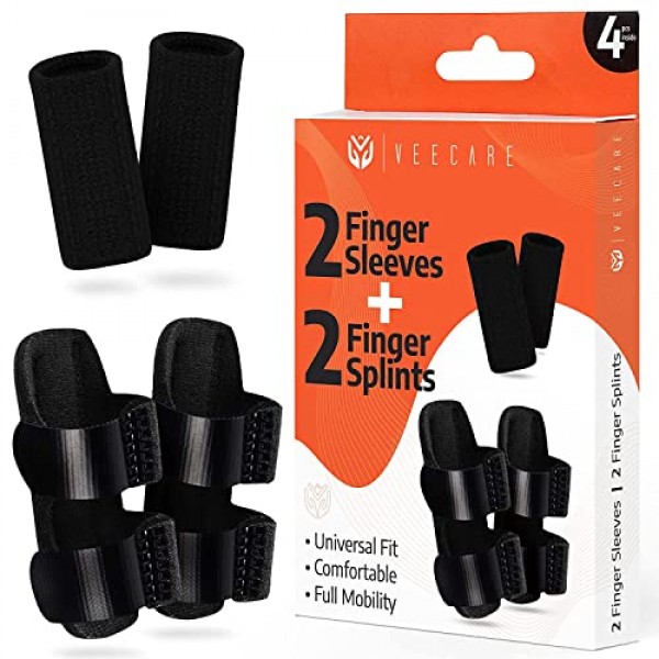 Veecare Trigger Finger Splints for Broken Fingers - Set of 2 - Bra...