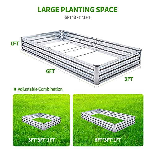Veezyo Galvanized Raised Garden Bed Kit - Metal Raised Planter 2 P...