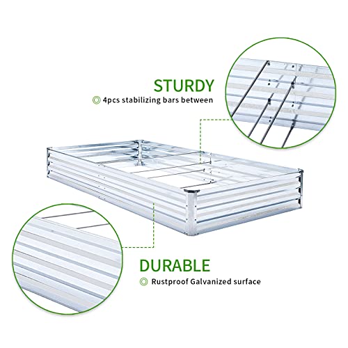 Veezyo Galvanized Raised Garden Bed Kit - Metal Raised Planter 2 P...