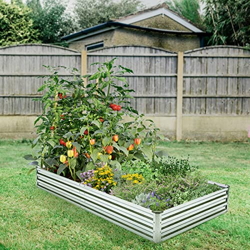 Veezyo Galvanized Raised Garden Bed Kit - Metal Raised Planter 2 P...