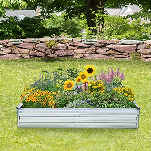 Veezyo Galvanized Raised Garden Bed Kit - Metal Raised Planter 2 P...