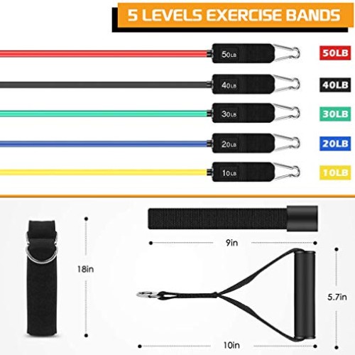 VEICK Resistance Bands Set,Workout Bands,Exercise Bands,5 Tube Fit...