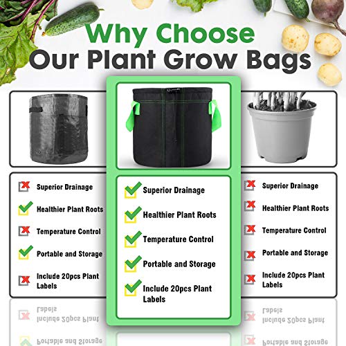 6-Pack 5 Gallon Plant Grow Bags, Premium Aeration Non...