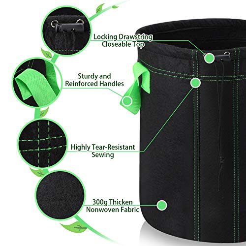 6-Pack 5 Gallon Plant Grow Bags, Premium Aeration Non...