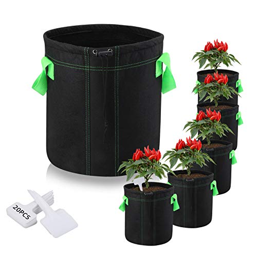 6-Pack 5 Gallon Plant Grow Bags, Premium Aeration Non...