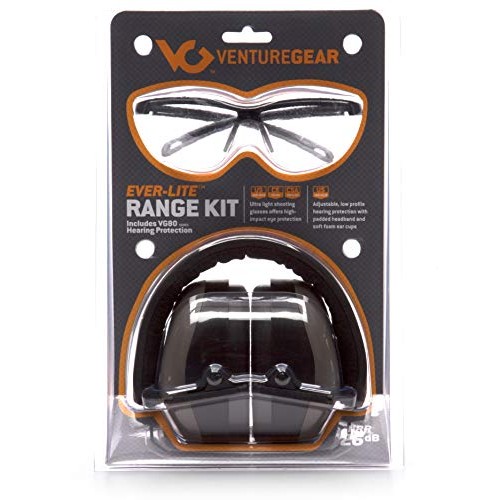 Venture Gear Shooting Glass and Hearing Protection Range Kit, Clea...