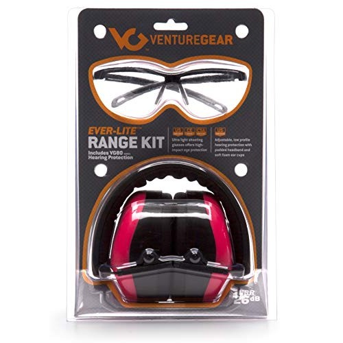 Venture Gear Shooting Glass and Hearing Protection Range Kit, Clea...