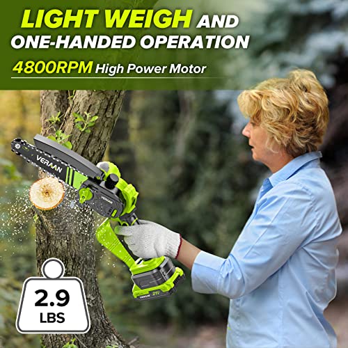 Veraan Mini Chainsaw 6 Inch Cordless, 1100W Electric Cordless Chai...