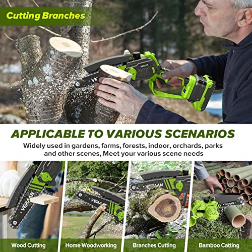 Veraan Mini Chainsaw 6 Inch Cordless, 1100W Electric Cordless Chai...