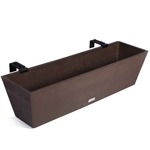 Veradek Brooklyn Rectangular Window Box Wall/Railing Planter, 9-In...