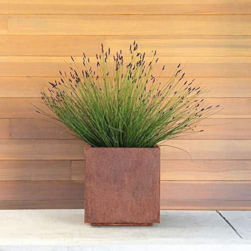 Veradek Metallic Series Cube Medium Planter - Corten Steel