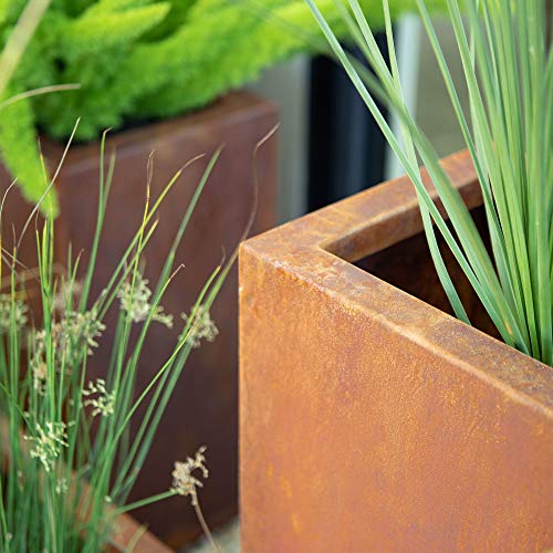 Veradek Metallic Series Cube Medium Planter - Corten Steel