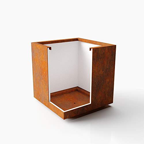 Veradek Metallic Series Cube Medium Planter - Corten Steel