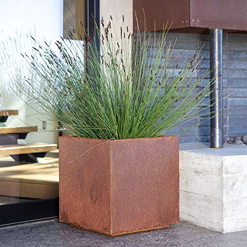 Veradek Metallic Series Cube Medium Planter - Corten Steel
