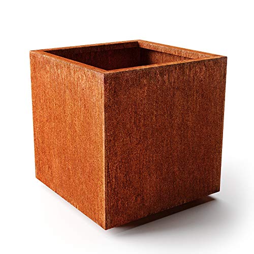 Veradek Metallic Series Cube Medium Planter - Corten Steel