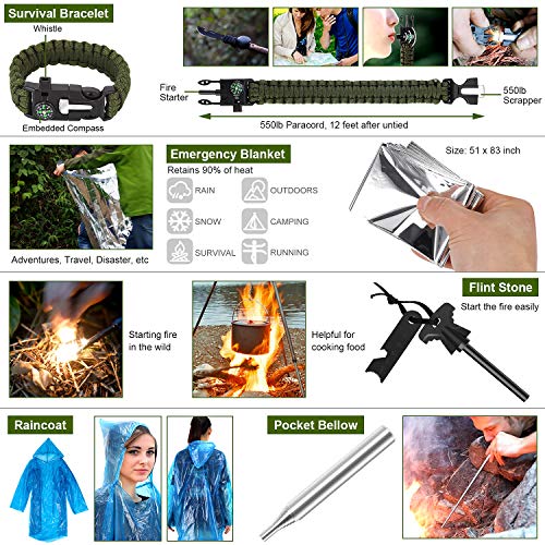 Survival Kit, 32 in 1 Professional Emergency Survival Gear Equipme...