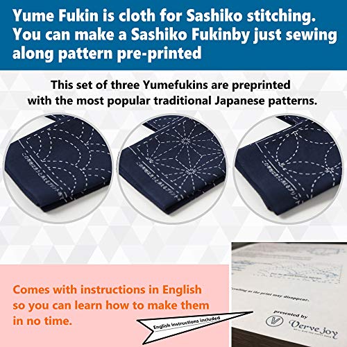Sashiko kit, Yokota Sashiko Thread, Needles and Template Yume Fuki...