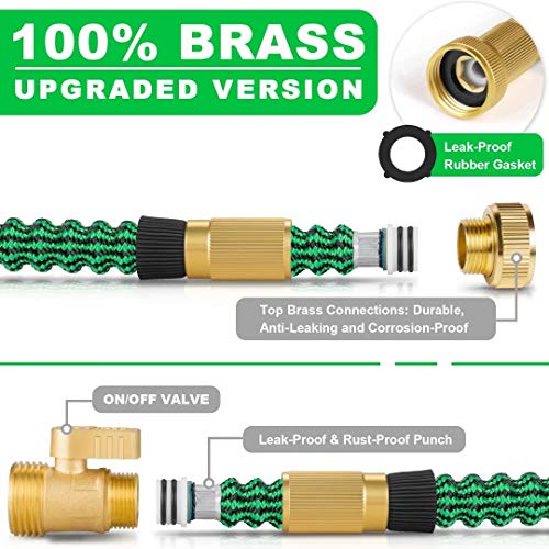 Vezane Garden Hose 100ft, Water Hose with 10 Function Nozzle and D...
