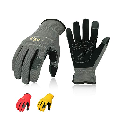 Vgo 3-Pairs Synthetic Leather Work Gloves, Multi-Purpose Light Dut...