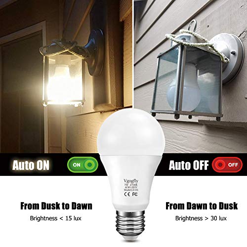 Dusk to Dawn Light Bulb Sensor Smart LED Outdoor Lighting Bulbs La...