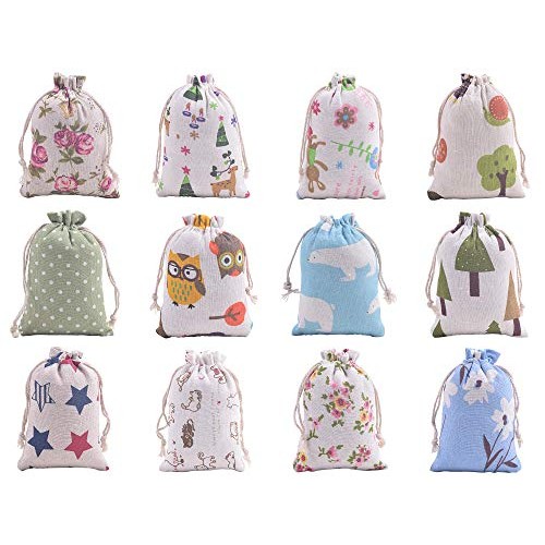 VIAMTO 24pcs 5.2x7.2 Mixed Cotton Drawstring Gift Patterns Bag...