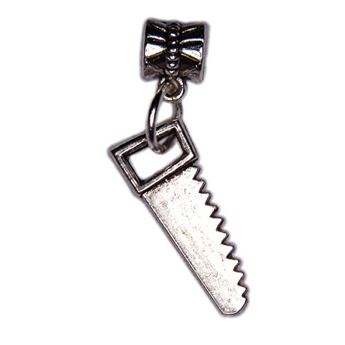 Pendant Unisex Antique Silver Colored Hand Saw Charm Dangle