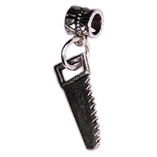 Pendant Unisex Antique Silver Colored Hand Saw Charm Dangle